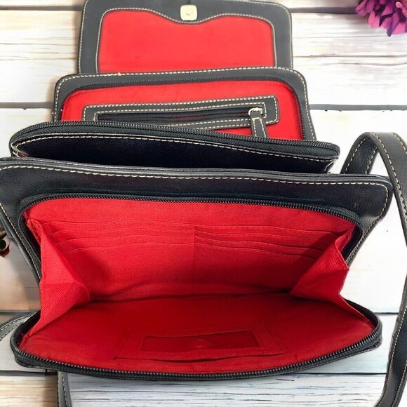 Liz Claiborne Get Organized Multifunction Crossbody Bag Black Faux Leather - Picture 13 of 16